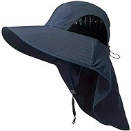 PRONETT XJ5373 Fishing hat with neck protector, dark blue - Wide-Brimmed Hat