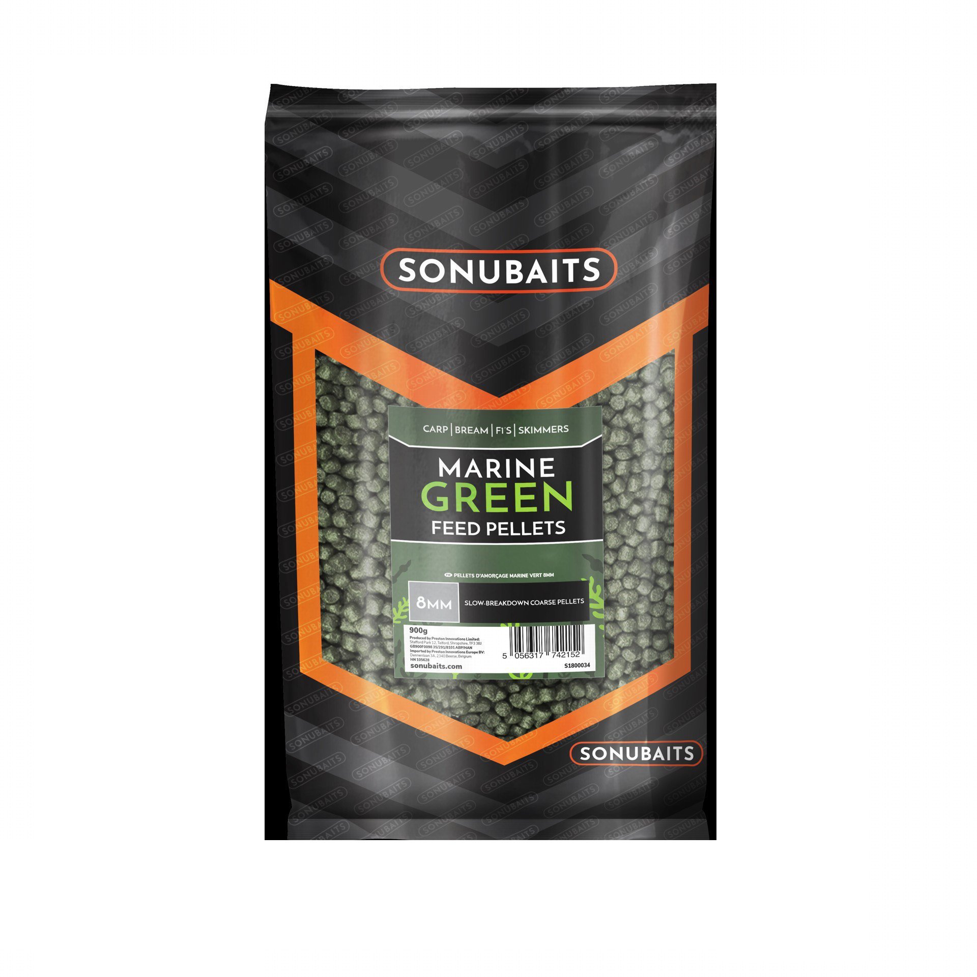 Sonubaits Feed Pellets Marine Green 900 g 8 mm - Pellets
