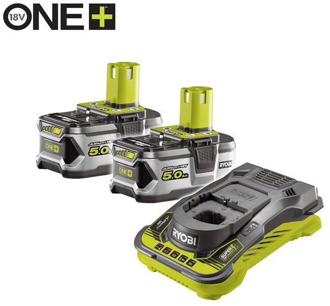 RYOBI Battery and charger 18V ONE+™, 2x5 Ah RC18120-250 - Charger and Spare Batteries