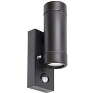 Rabalux – Vonkajšie nástenné svietidlo so senzorom 2× GU10/10 W/230 V Čierne IP44 - Lampa na stenu