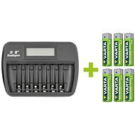 OXE Battery Charger AA + 6 ks nabíjacích batérií Varta 56706 R6 2100 mAh NIMH basic - Nabíjačka batérií