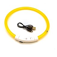Surtep LED light collar USB circumference 20-35 cm colour Yellow - Dog Collar