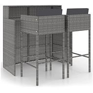 3dílný zahradní barový set s poduškami polyratan šedý, 3094808 - Zahradní nábytek