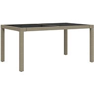 Záhradný stôl 150 × 90 × 75 cm tvrdené sklo a polyratan béžový, 316710 - Záhradný stôl