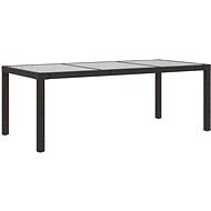 Záhradný stôl hnedý 190 × 90 × 75 cm tvrdené sklo a polyratan, 316711 - Záhradný stôl