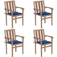 Stohovatelné zahradní židle s poduškami 4 ks masivní teak, 3073389 - Zahradní židle