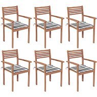 Stohovatelné zahradní židle s poduškami 6 ks masivní teak, 3072586 - Záhradná stolička