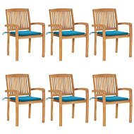 Stohovatelné zahradní židle s poduškami 6 ks masivní teak, 3073229 - Záhradná stolička