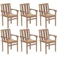 Stohovatelné zahradní židle s poduškami 6 ks masivní teak, 3073409 - Záhradná stolička
