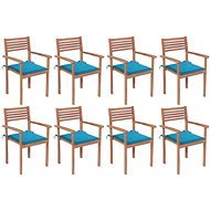 Stohovatelné zahradní židle s poduškami 8 ks masivní teak, 3072604 - Zahradní židle
