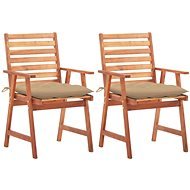 Záhradná jedálenská stolička 2 ks s poduškami masívne akáciové drevo, 3064338 - Záhradná stolička