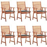 Zahradní jídelní židle 6 ks s poduškami masivní akáciové dřevo, 3078347 - Záhradná stolička