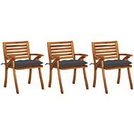 Zahradní jídelní židle s poduškami 3 ks masivní akáciové dřevo, 3060826 - Zahradní židle