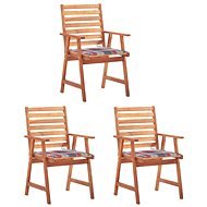 Zahradní jídelní židle s poduškami 3 ks masivní akáciové dřevo, 3064360 - Zahradní židle