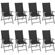 Zahradní polohovací židle s poduškami 8 ks šedé akáciové dřevo, 3075141 - Záhradná stolička