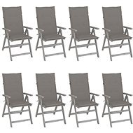 Zahradní polohovací židle s poduškami 8 ks šedé akáciové dřevo, 3075142 - Zahradní židle