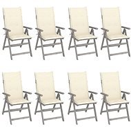 Zahradní polohovací židle s poduškami 8 ks šedé akáciové dřevo, 3075143 - Záhradná stolička