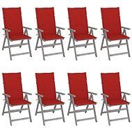 Zahradní polohovací židle s poduškami 8 ks šedé akáciové dřevo, 3075147 - Zahradní židle