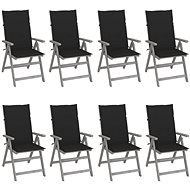 Zahradní polohovací židle s poduškami 8 ks šedé akáciové dřevo, 3075148 - Záhradná stolička