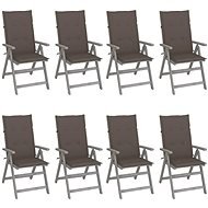 Zahradní polohovací židle s poduškami 8 ks šedé akáciové dřevo, 3075149 - Záhradná stolička