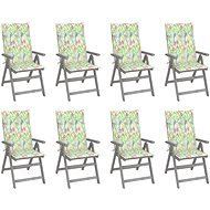 Zahradní polohovací židle s poduškami 8 ks šedé akáciové dřevo, 3075153 - Záhradná stolička