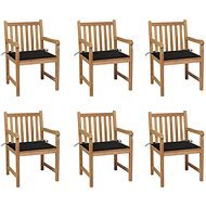 Zahradní židle 6 ks černé podušky masivní teak, 3073038 - Záhradná stolička