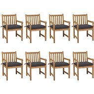 Zahradní židle 8 ks s antracitovými poduškami masivní teak, 3073073 - Záhradná stolička