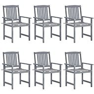 Zahradní židle s poduškami 6 ks masivní akáciové dřevo šedé, 3078221 - Záhradná stolička
