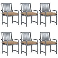 Zahradní židle s poduškami 6 ks masivní akáciové dřevo, 3078240 - Zahradní židle