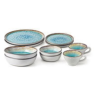 Clay River 10-Piece Ceramic Dinner Set for 2 Persons, Turquoise - Dish Set