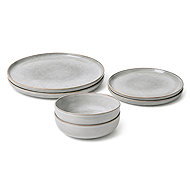Clay Shadow 6-Piece Ceramic Dining Set for 2, Grey - Dish Set