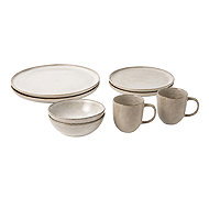Clay Dune 8-piece Ceramic Dining Set for 2, Beige - Dish Set
