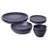 Clay Storm 8-Piece Ceramic Dinner Set for 2 Persons, Dark Blue - Dish Set