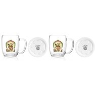 Sahm Set of 2 beer mugs incl. porcelain coaster, wild boar motif - Glass
