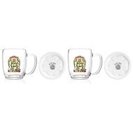 Sahm Set of 2 beer mugs incl. porcelain coaster, motif King - Glass
