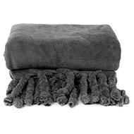 HOMLA Braid plain with fringe 130 × 190 cm grey - Blanket