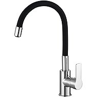 AQUALINE LORE pedestal basin mixer, flexible arm, black/chrome 1106-70 - Tap