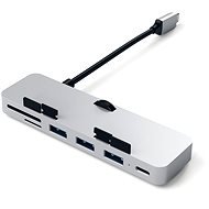 Satechi Aluminium Type-C CLAMP PRO Hub (3x USB 3.0, MicroSD) - Silver - Port Replicator