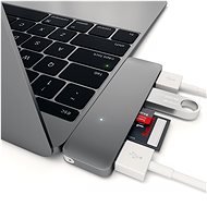 Satechi Aluminium Type-C USB COMBO Hub (3× USB 3.0, MicroSD) – Space Grey - Replikátor portov
