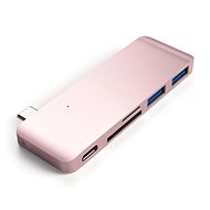 Satechi Aluminium Type-C Passthrough USB Hub (3x USB 3.0,MicroSD) - Rose Gold - Port-Replikator