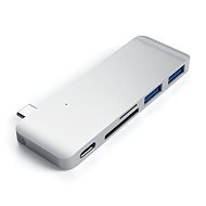 Satechi Aluminium Type-C Passthrough USB Hub (3× USB 3.0, MicroSD) – Silver - Replikátor portov