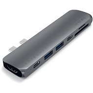 Satechi Aluminium Type-C PRO Hub (HDMI 4K,PassThroughCharging,2x USB3.0,2xSD,ThunderBolt 3) - Space - Port-Replikator
