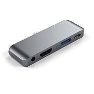Satechi Aluminium Type-C Mobile Pro Hub (HDMI 4k,1× Jack 3 mm, 1× USB-A, 1× USB-C) – Space Grey - Replikátor portov
