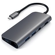 Satechi Aluminum Type-C Multimedia Adapter (HDMI 4K, 1x USB-C, Ethernet, 1x USB 3.0, MicroSD, MiniDP - Port Replicator