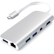 Satechi C típusú alumínium multimédia adapter (HDMI 4K, 1x USB-C, Ethernet, 1x USB 3.0, MicroSD, Min - Port replikátor