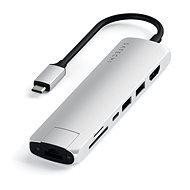 Satechi Aluminium Type-C Slim Multiport (1× HDMI 4K, 2× USB-A,1× SD, 1× Ethernet) – Silver - Replikátor portov
