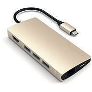 Satechi Aluminium Type-C Multi-Port Adapter (HDMI 4K, 3x USB 3.0, MicroSD, Ethernet V2) - Gold - Port Replicator