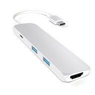 Satechi Aluminum SLIM Type-C MultiPort Adapter (HDMI 4K, PassThroughCharging,2x USB 3.0) - Silver - Docking Station