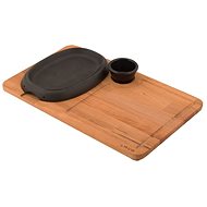 LAVA METAL Cast Iron Plate 12x19cm with a Large Wooden Base - Plate