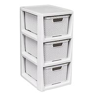 Branq Rattan Chest of Drawers - 3 Baskets Antique White - Chest of Drawers